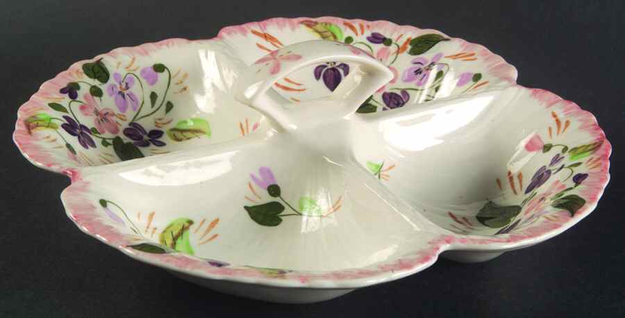 Violets 4 Part Relish by Blue Ridge Southern Pottery-1