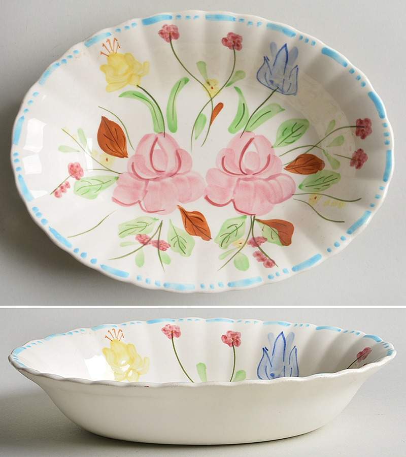 Waltz Time 9" Oval Vegetable Bowl by Blue Ridge Southern Pottery-1