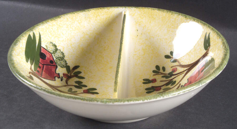 Weathervane 8" Round Divided Vegetable Bowl by Blue Ridge Southern Pottery-1