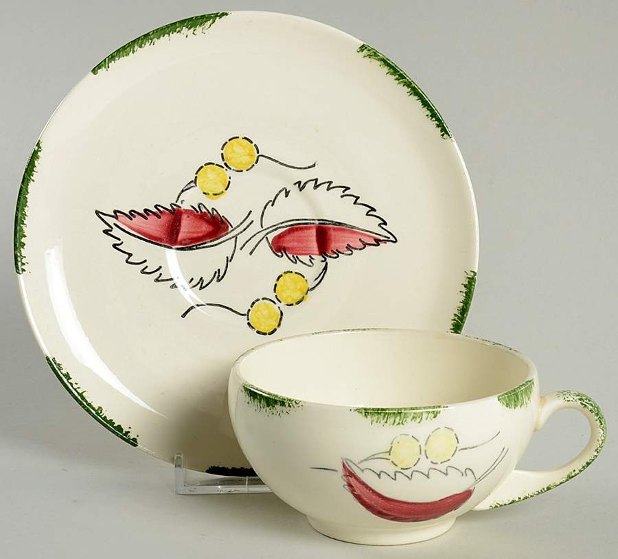 Wild Cherry 1 Flat Cup & Saucer Set by Blue Ridge Southern Pottery-1