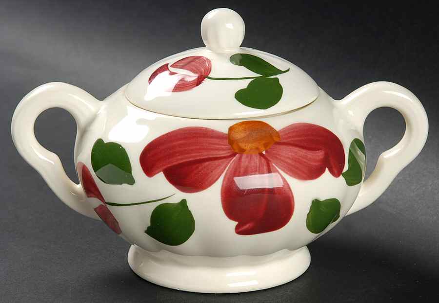 Windflower Sugar Bowl & Lid by Blue Ridge Southern Pottery-1