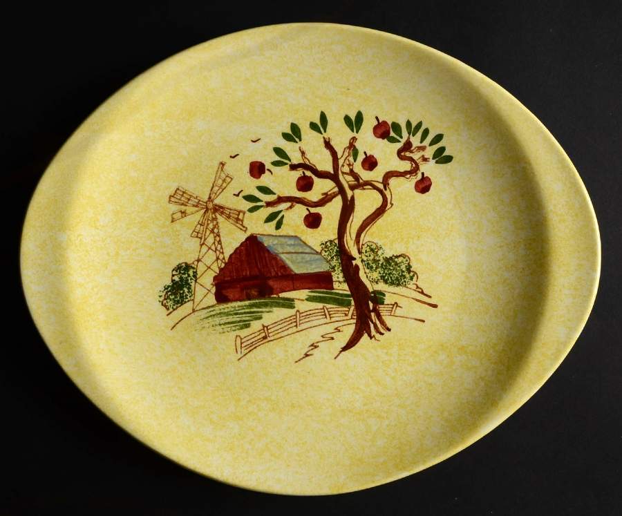 Windmill 12" Oval Serving Platter by Blue Ridge Southern Pottery-1