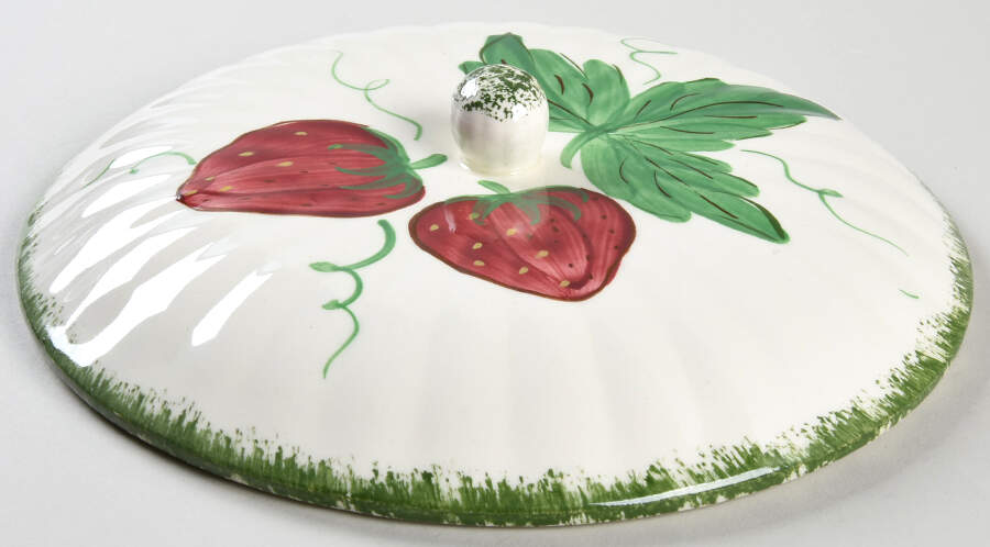 Wild Strawberry Lid for Round Vegetable by Blue Ridge Southern Pottery-1