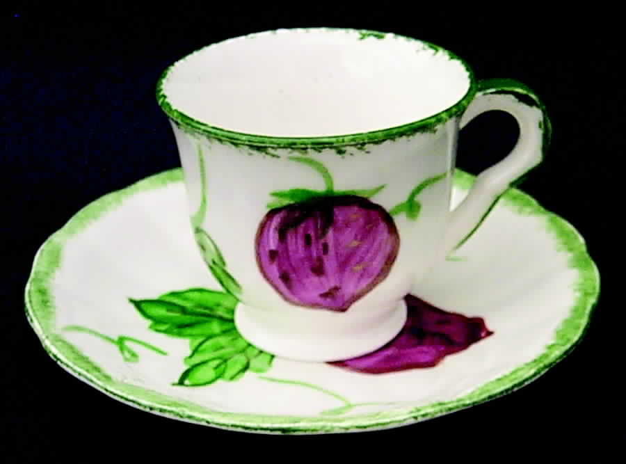 Wild Strawberry Footed Demitasse Cup & Saucer Set by Blue Ridge Southern Pottery-1