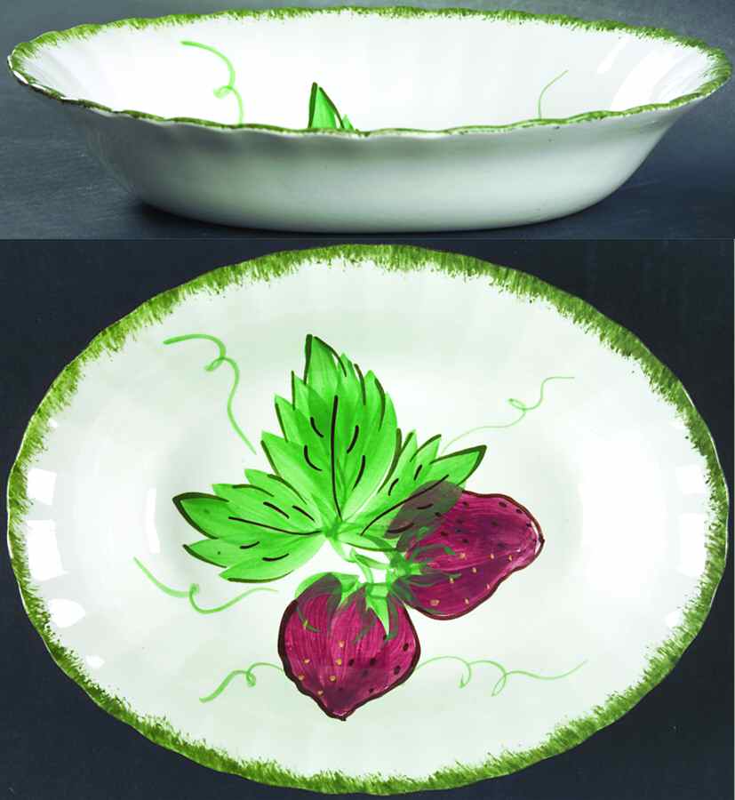 Wild Strawberry 9" Oval Vegetable Bowl by Blue Ridge Southern Pottery-1