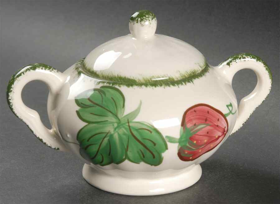 Wild Strawberry Sugar Bowl & Lid by Blue Ridge Southern Pottery-1