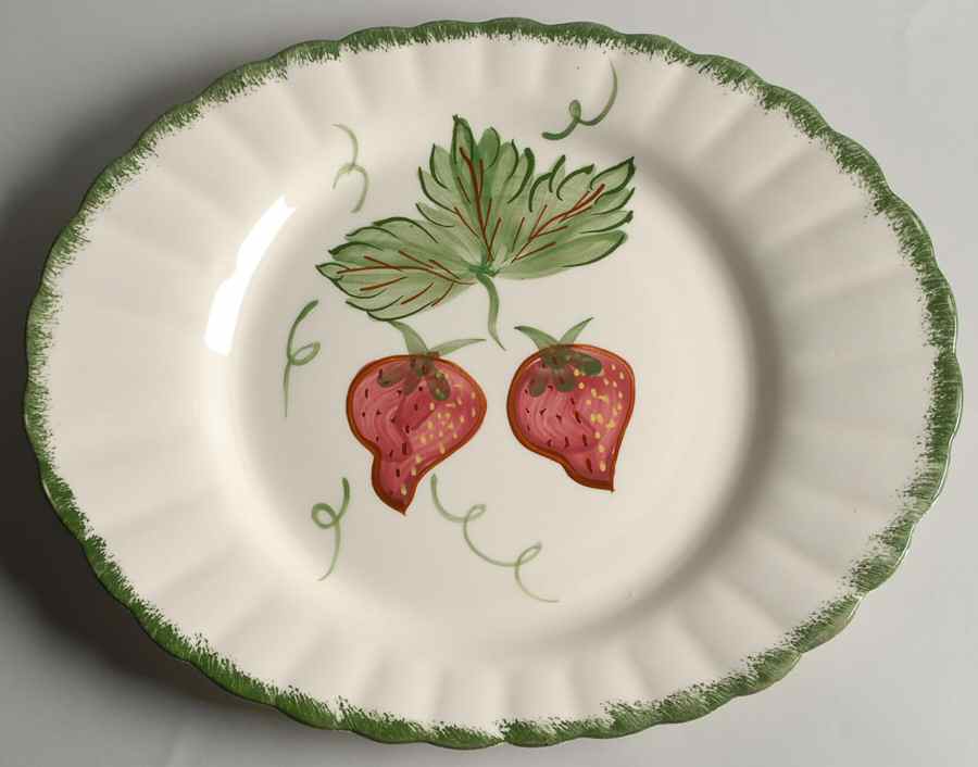 Wild Strawberry 14" Oval Serving Platter by Blue Ridge Southern Pottery-1