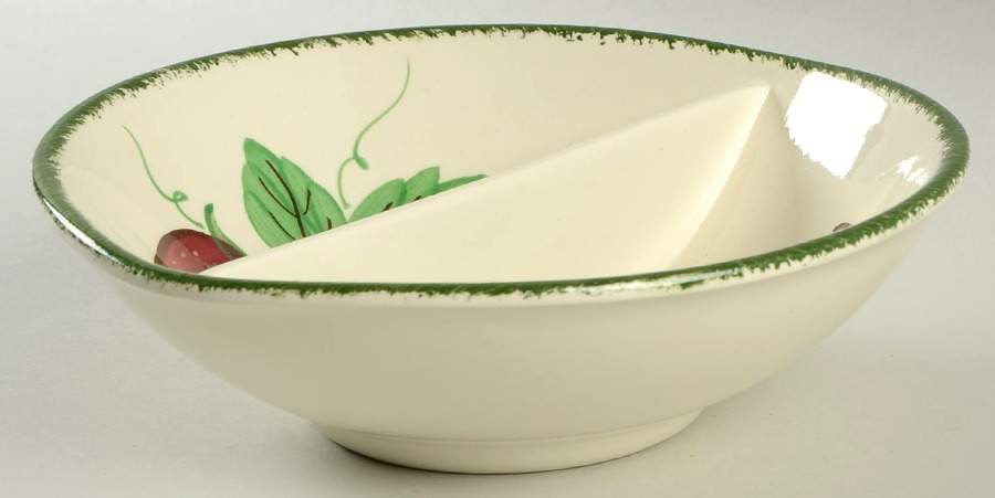 Wild Strawberry Round Divided Vegetable Bowl by Blue Ridge Southern Pottery-1