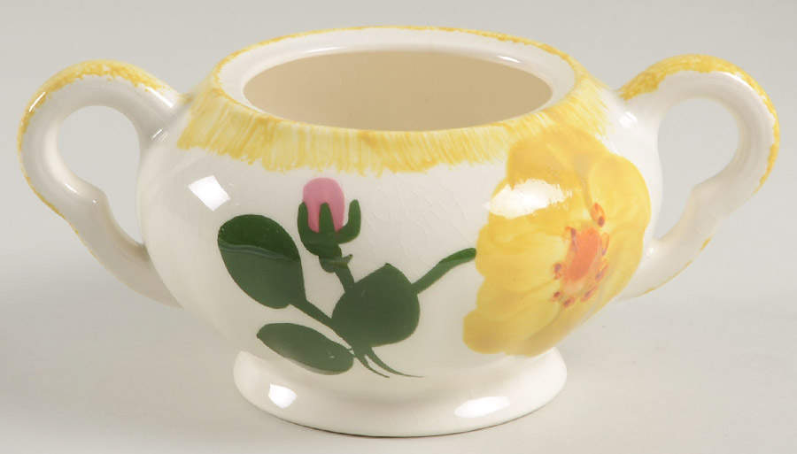 Wrinkled Rose Sugar Bowl No Lid by Blue Ridge Southern Pottery-1
