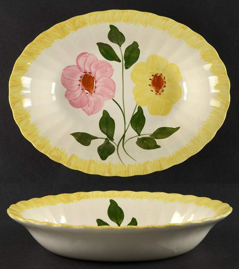 Wrinkled Rose 9" Oval Vegetable Bowl by Blue Ridge Southern Pottery-1