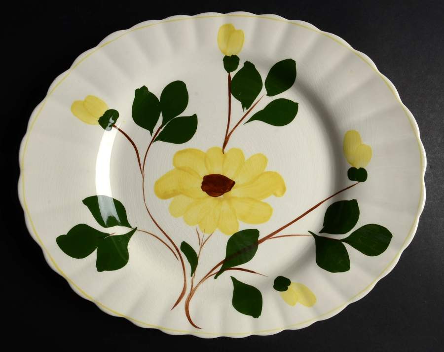 Yellow Nocturne 14" Oval Serving Platter by Blue Ridge Southern Pottery-1