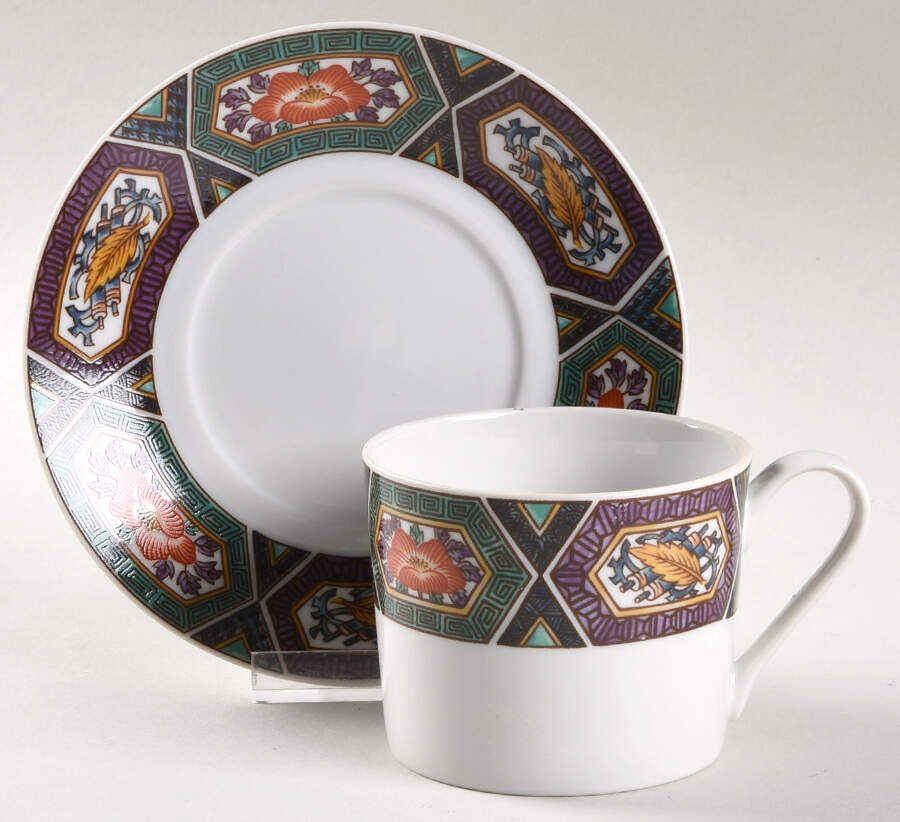 Amethyst Kutani Flat Cup & Saucer Set by Georges Briard-1