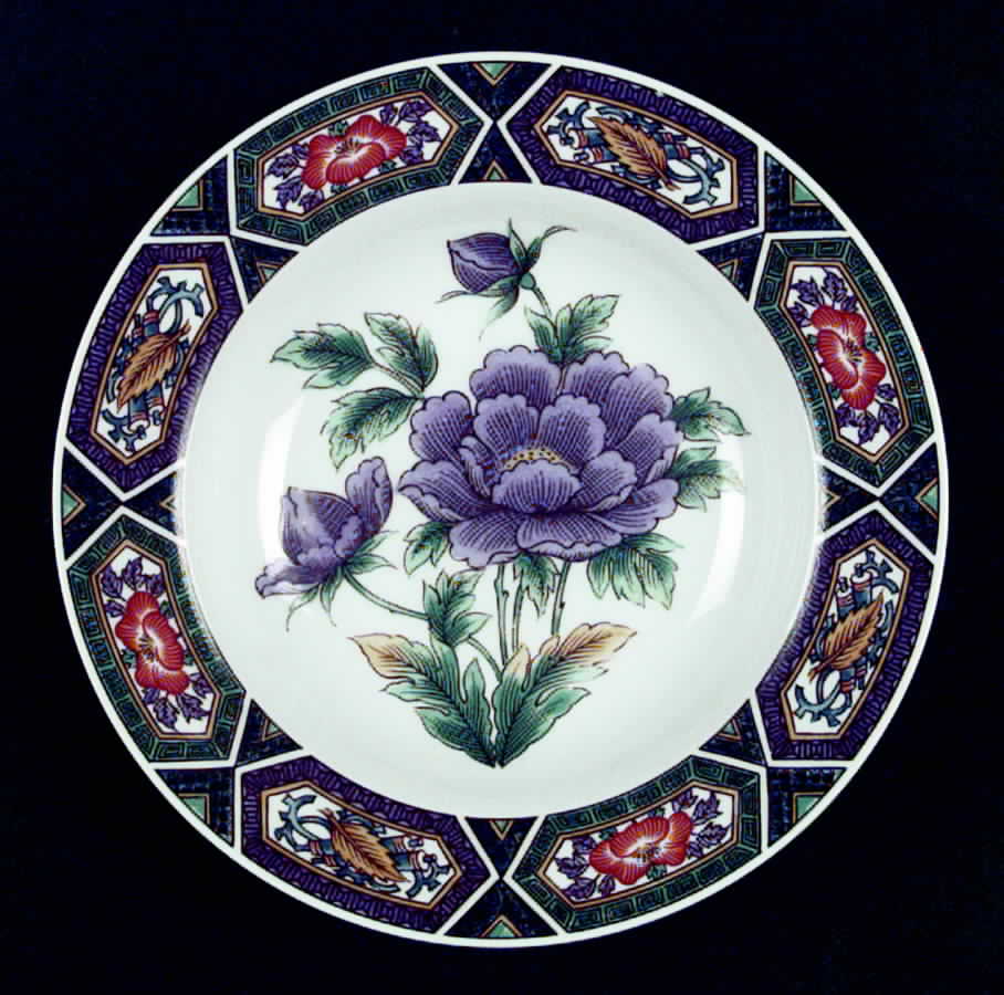 Amethyst Kutani Rim Soup Bowl by Georges Briard-1