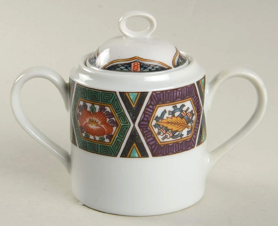 Amethyst Kutani Sugar Bowl & Lid by Georges Briard-1