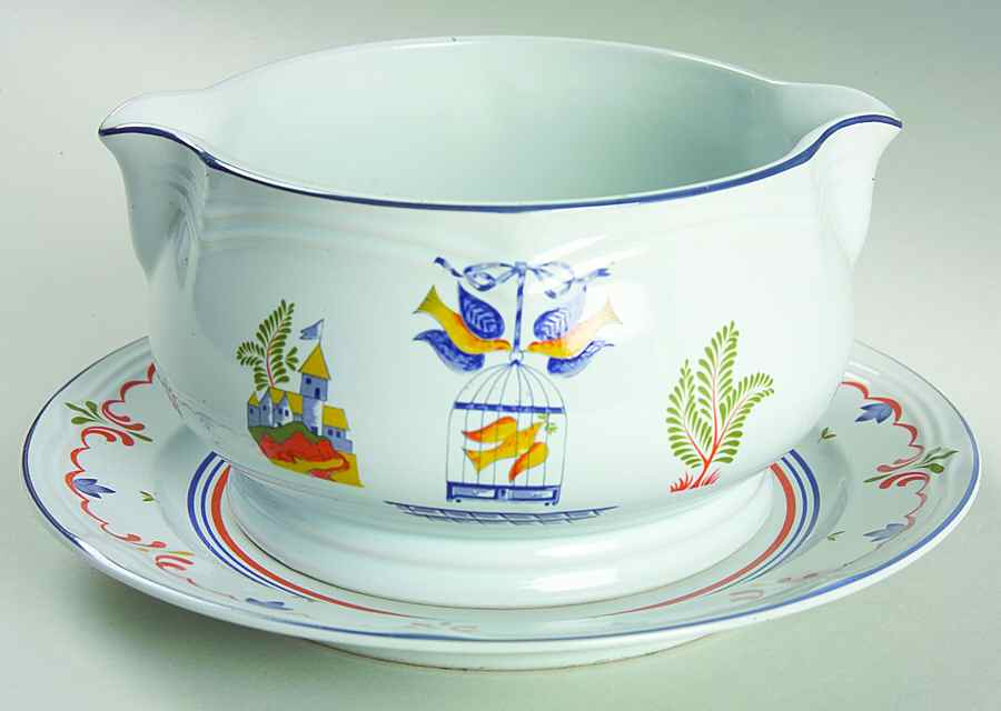 Bird Cage Round Gravy Boat & Underplate by Georges Briard-1