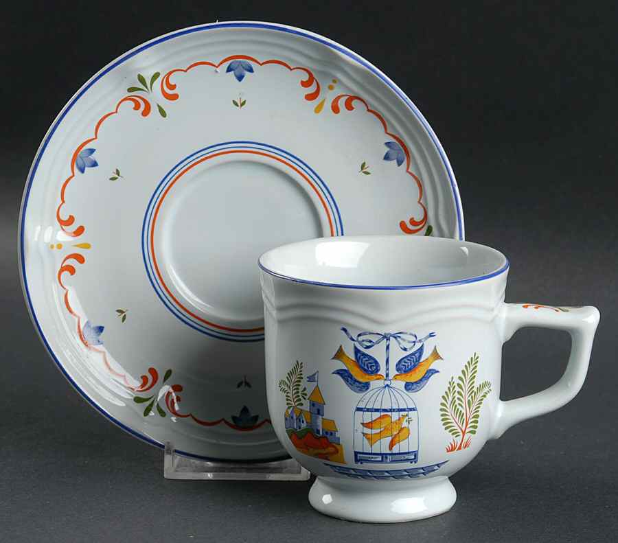 Bird Cage Footed Cup & Saucer Set by Georges Briard-1