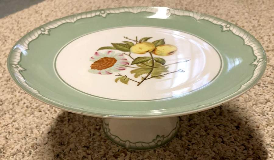Devonshire Green Footed Cake Plate by Georges Briard-1