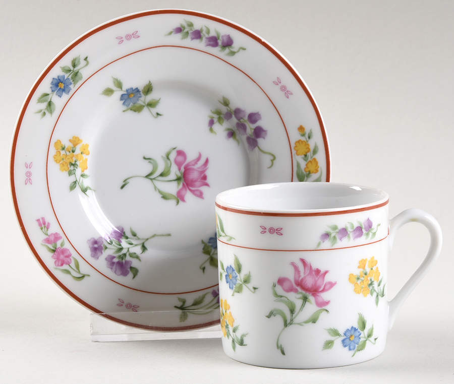 Floral Fantasy Flat Demitasse Cup & Saucer Set by Georges Briard-1