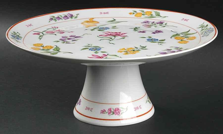 Floral Fantasy 10" Diameter Pedestal Cake Stand by Georges Briard-1