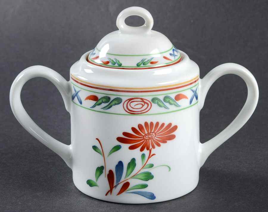 Flowers of Seto Sugar Bowl & Lid by Georges Briard-1