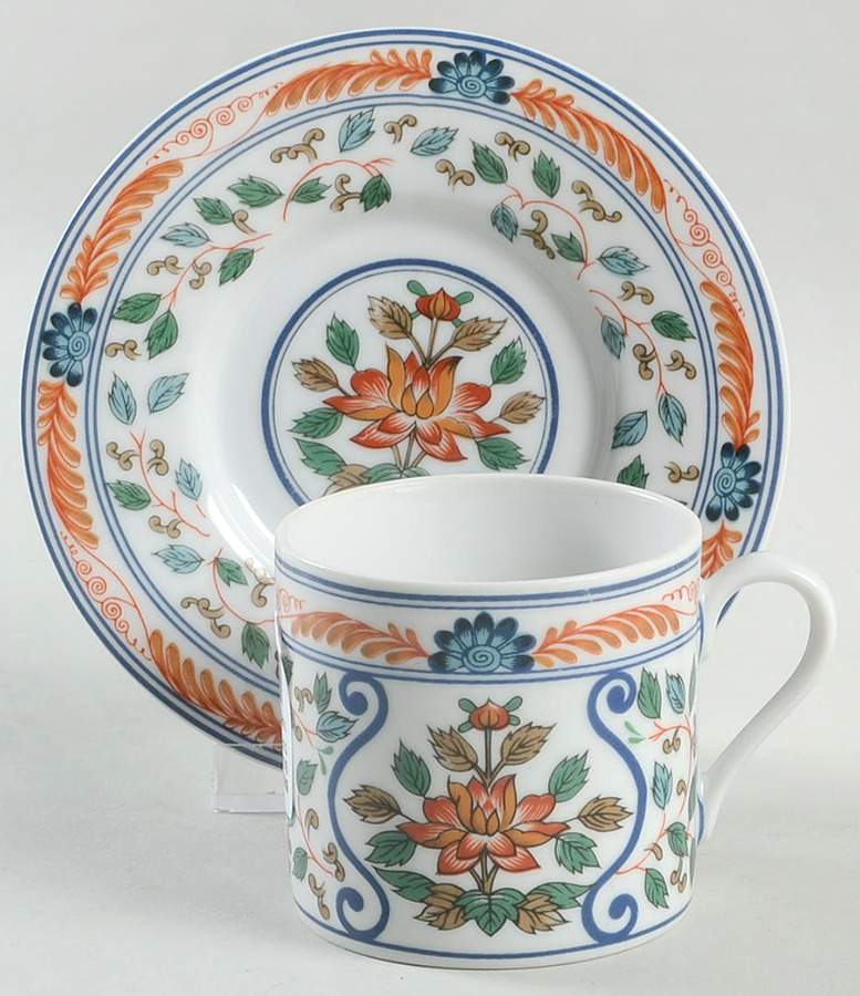 Imari Blossoms Flat Demitasse Cup & Saucer Set by Georges Briard-1