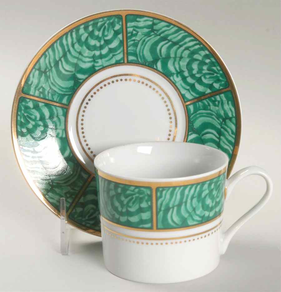 Imperial Malachite Flat Cup & Saucer Set by Georges Briard-1