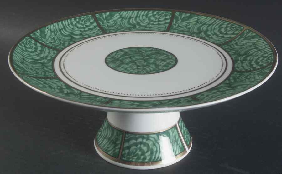 Imperial Malachite 10" Diameter Pedestal Cake Stand by Georges Briard-1