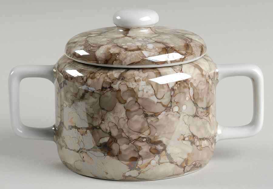 Marble Ware Brown Sugar Bowl & Lid by Georges Briard-1