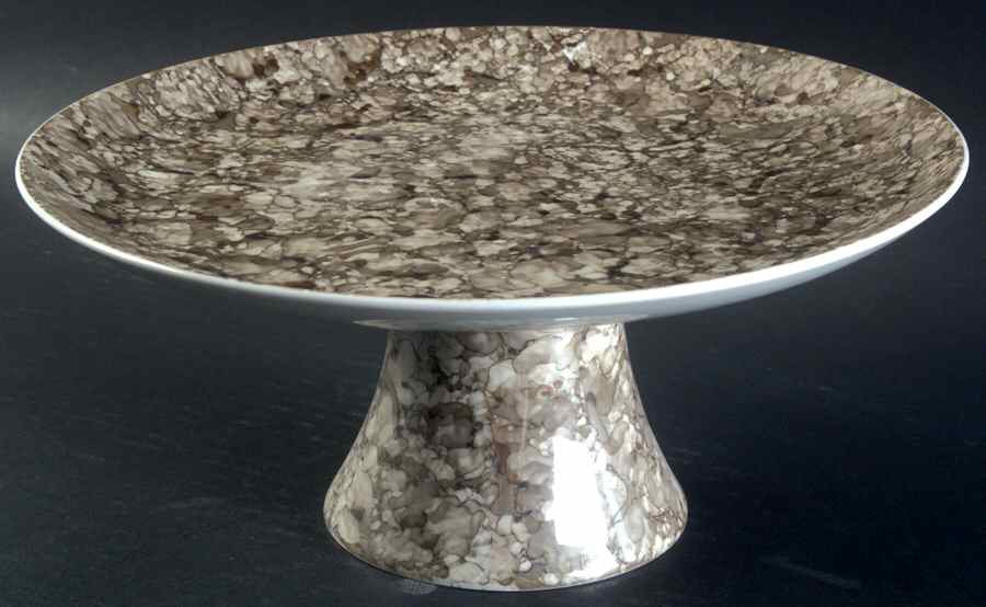 Marble Ware Brown 10" Diameter Pedestal Cake Stand by Georges Briard-1