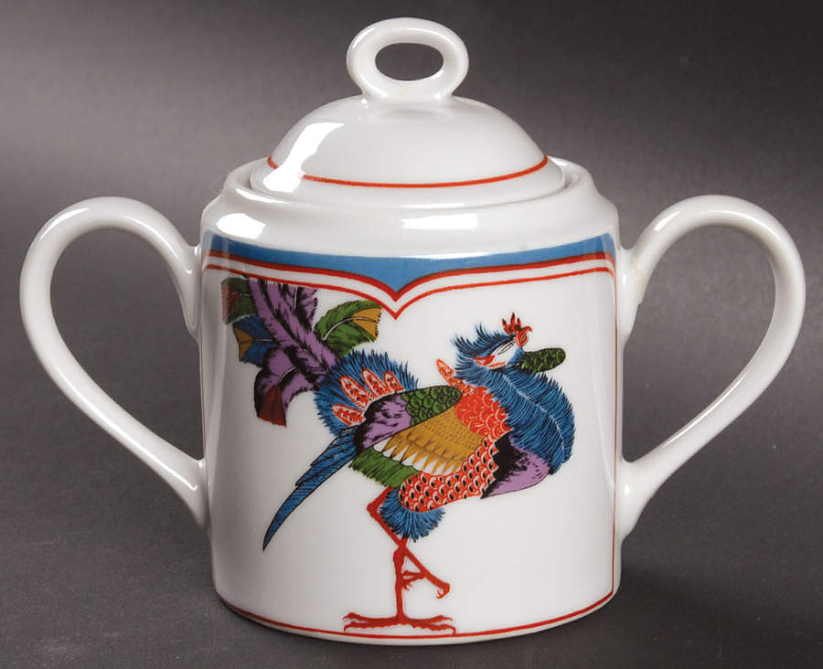 Oriental Peacock Sugar Bowl & Lid by Georges Briard-1