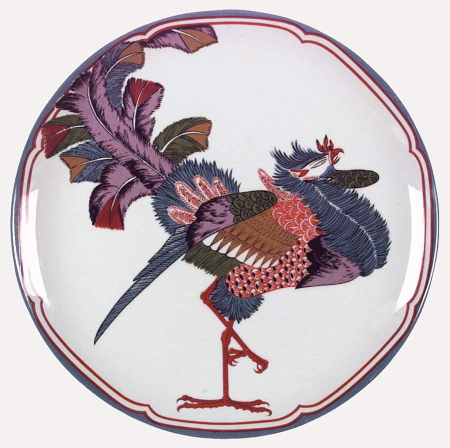 Oriental Peacock 12" Chop Plate (Round Platter) by Georges Briard-1