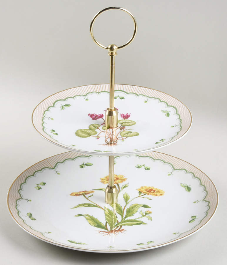 Victorian Gardens 2 Tiered Serving Tray (Dinner & Salad Plate) by Georges Briard-1