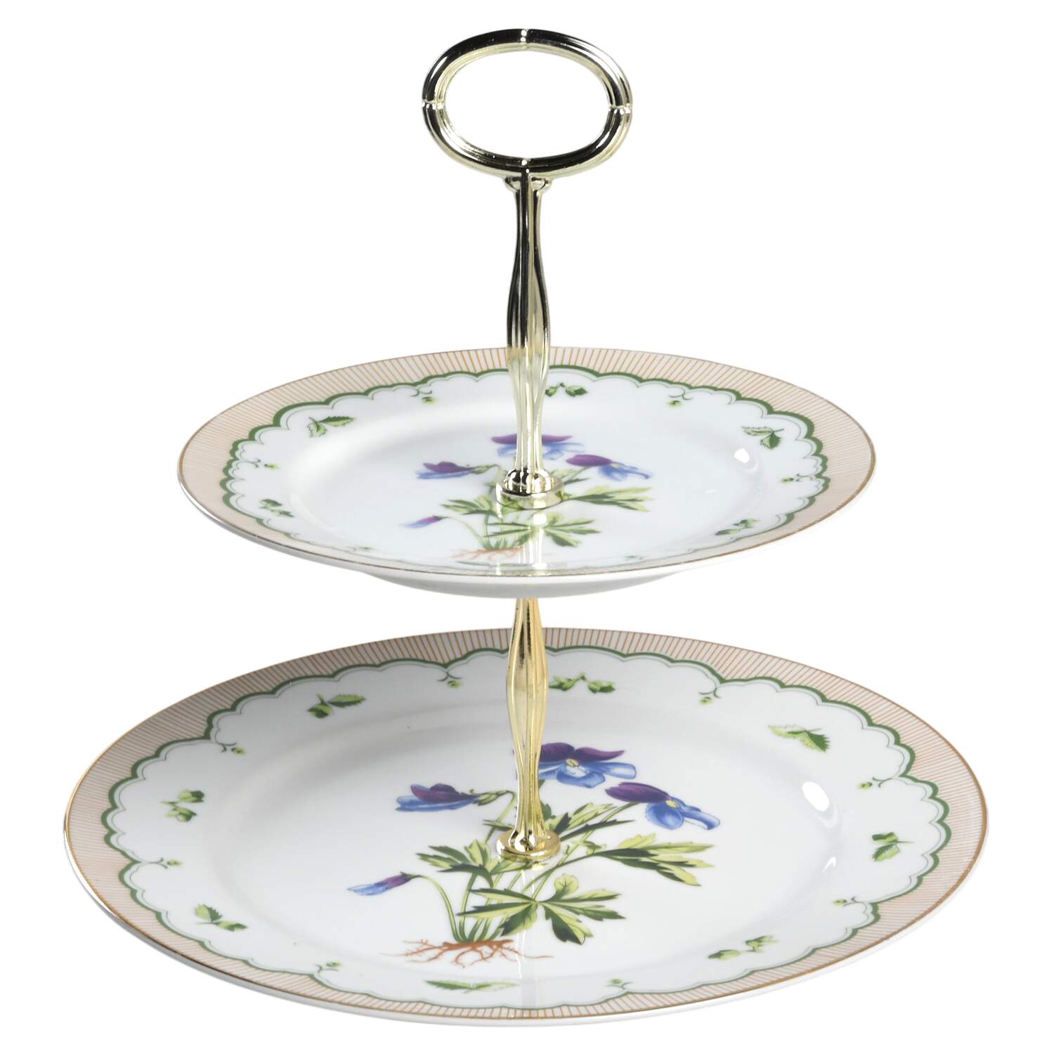 Victorian Gardens 6 5/8"-10"  2 Tiered Serving Tray (Dp, Sp) HC by Georges Briard-1