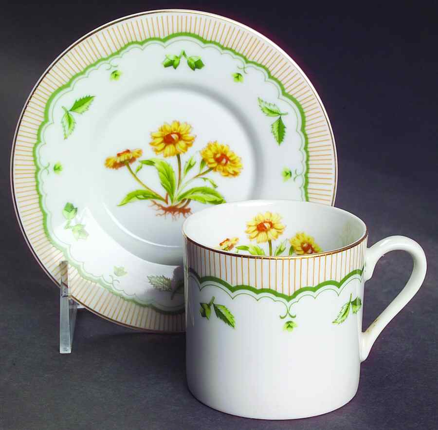 Victorian Gardens Flat Demitasse Cup & Saucer Set by Georges Briard-1