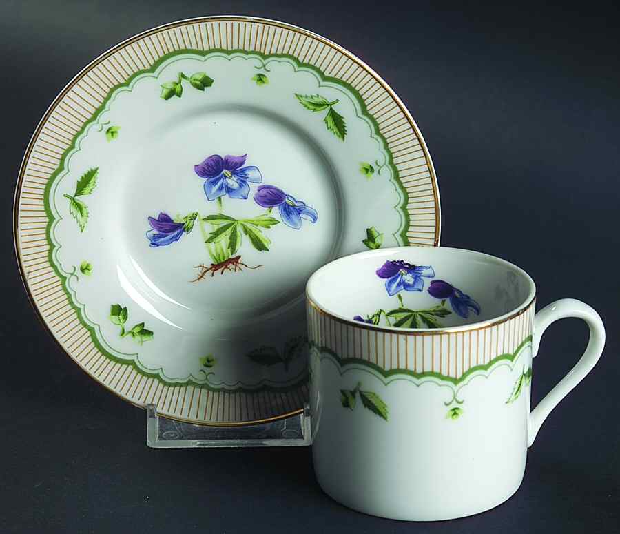 Victorian Gardens Flat Demitasse Cup & Saucer Set by Georges Briard-1