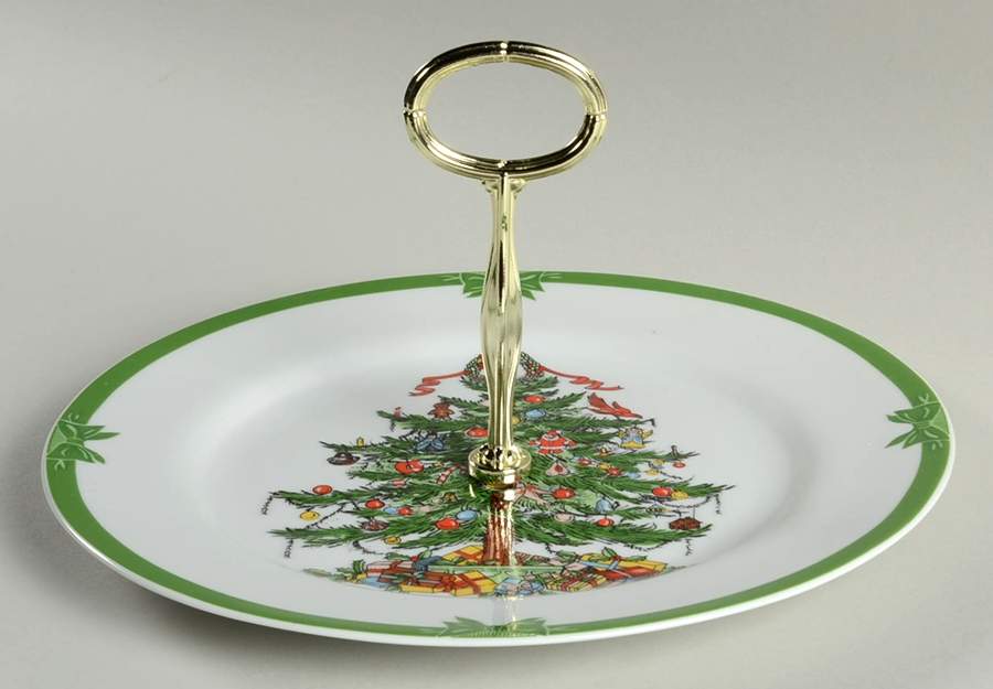 Yule Tide Round Serving Plate with Handle (DP) by Georges Briard-1