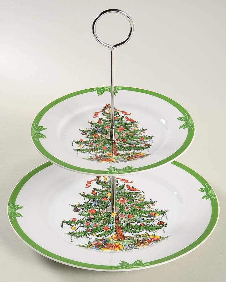 Yule Tide 2 Tiered Serving Tray (Dinner & Salad Plate) by Georges Briard-1