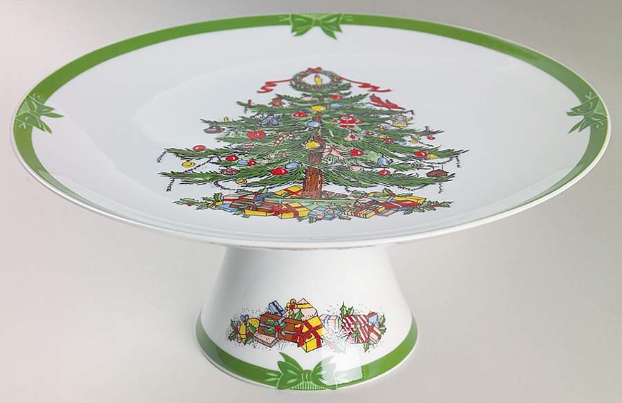 Yule Tide 10" Diameter Pedestal Cake Stand by Georges Briard-1
