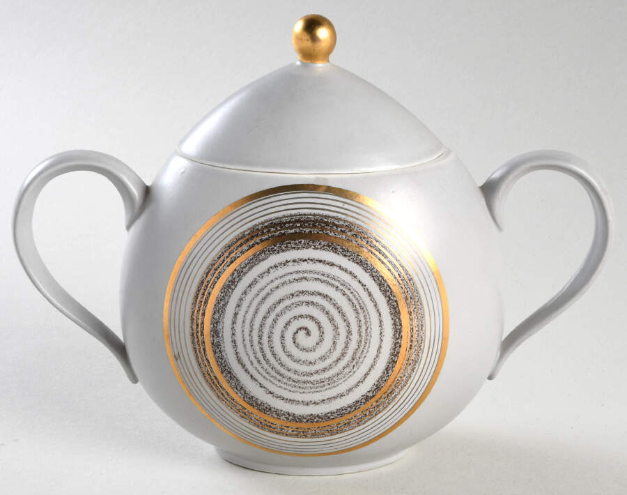 Roman Coin Sugar Bowl & Lid by Sascha Brastoff-1