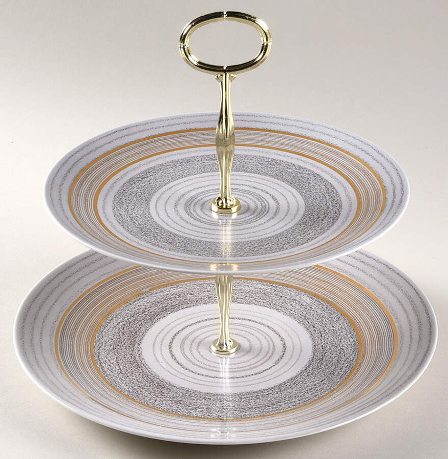 Roman Coin 6 5/8"-10"  2 Tiered Serving Tray (Dp, Sp) HC by Sascha Brastoff-1