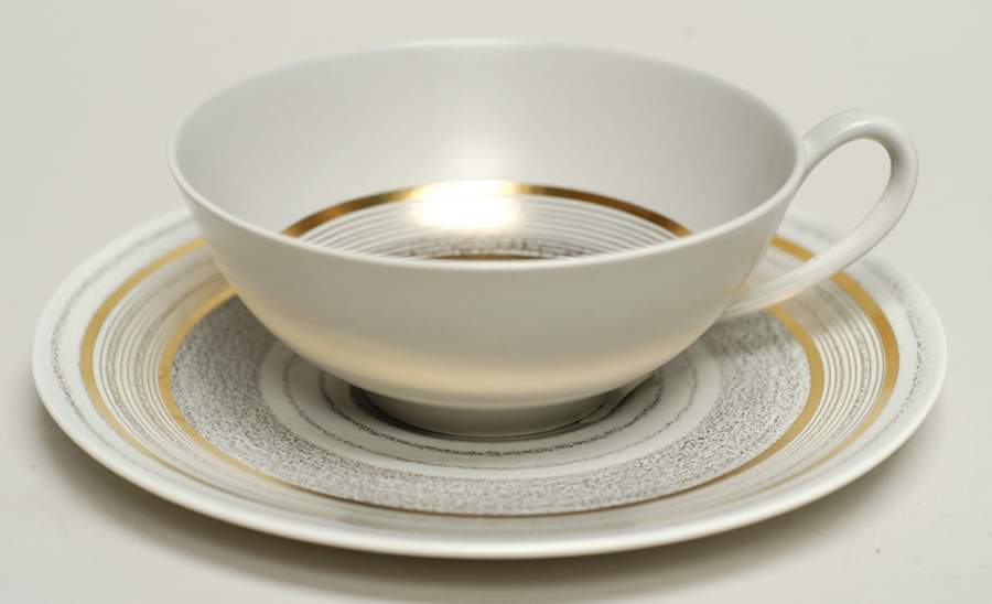 Roman Coin Flat Cup & Saucer Set by Sascha Brastoff-1