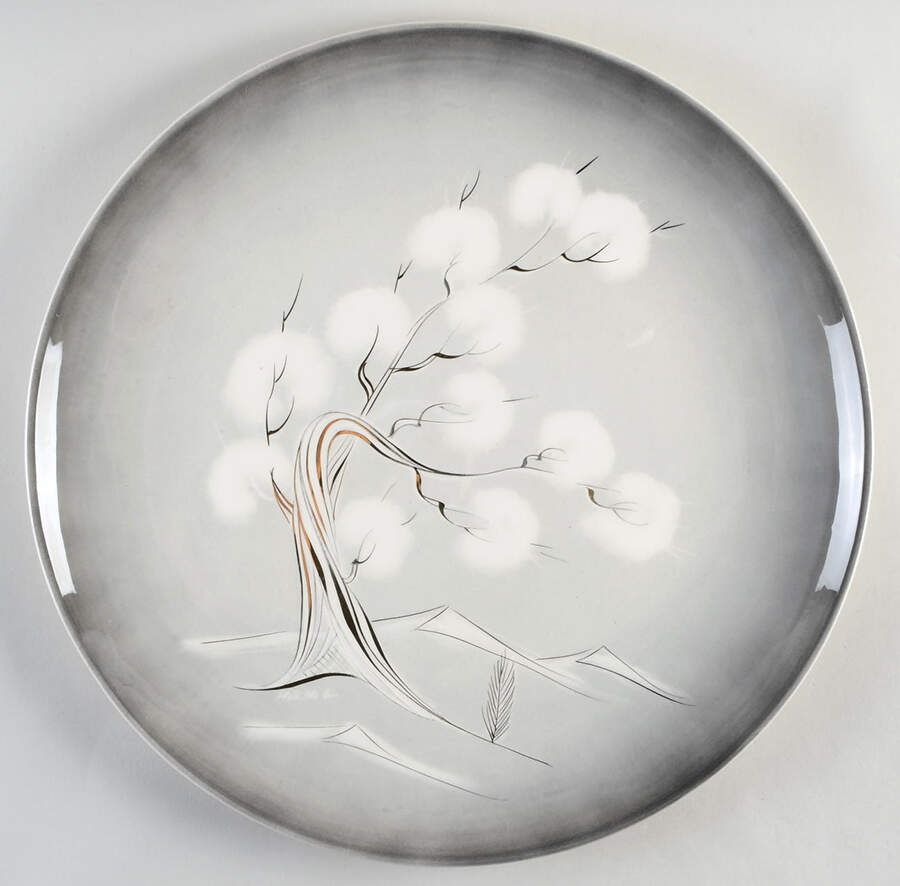 Smoke Tree Black Gray 16" Chop Plate (Round Platter) by Sascha Brastoff-1