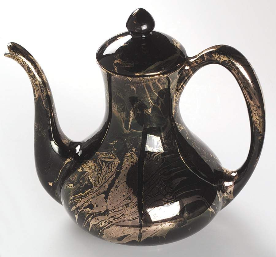 Surf Ballet (Black & Gold) Coffee Pot & Lid by Sascha Brastoff-1