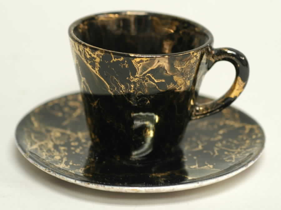 Surf Ballet (Black & Gold) Flat Demitasse Cup & Saucer Set by Sascha Brastoff-1