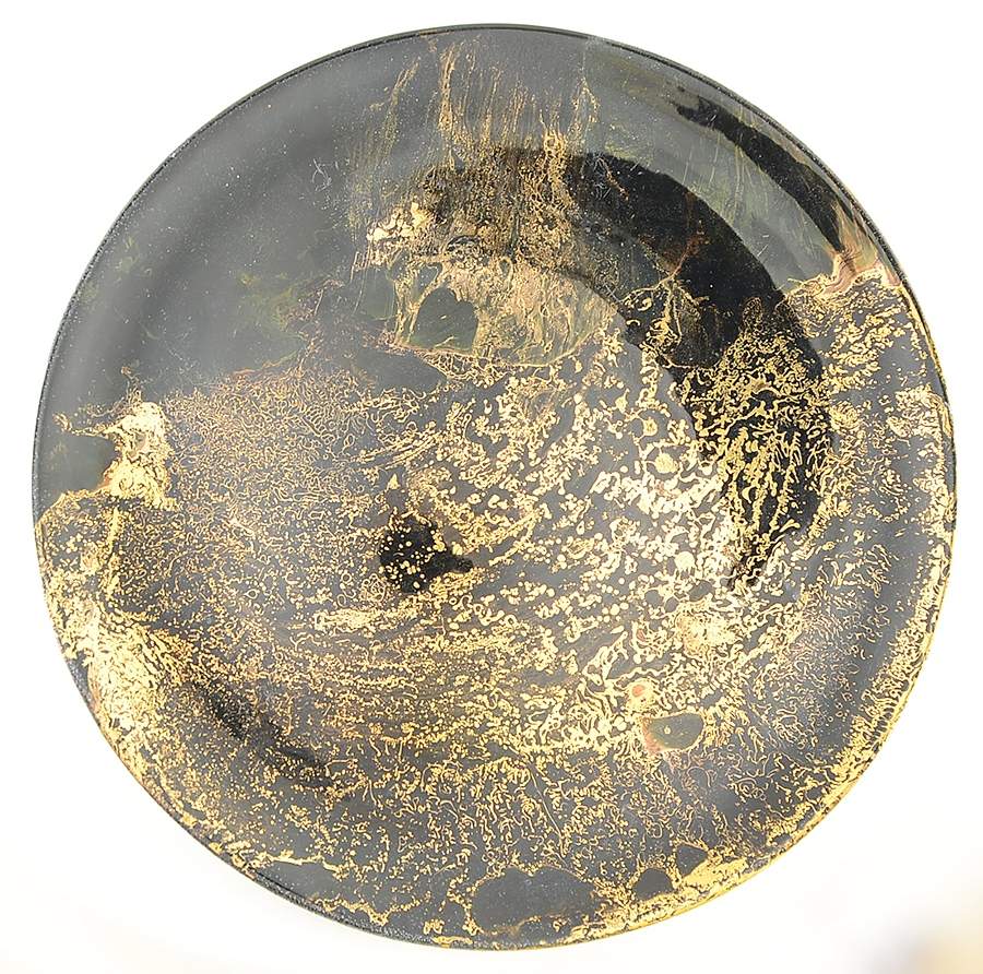Surf Ballet (Black & Gold) 14" Chop Plate (Round Platter) by Sascha Brastoff-1