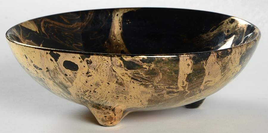 Surf Ballet (Black & Gold) Fruit/Dessert (Sauce) Bowl by Sascha Brastoff-1