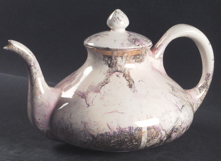 Surf Ballet (Pink & Gold) Teapot & Lid by Sascha Brastoff-1