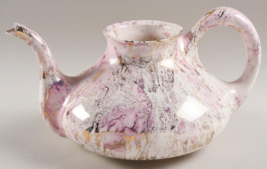 Surf Ballet (Pink & Gold) Teapot No Lid by Sascha Brastoff-1
