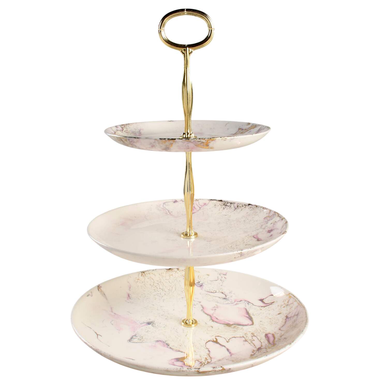 Surf Ballet (Pink & Gold) 13 7/8"-14 1/4" 3-Tiered Serving Tray(DP,SP,BB) HC by Sascha Brastoff-1