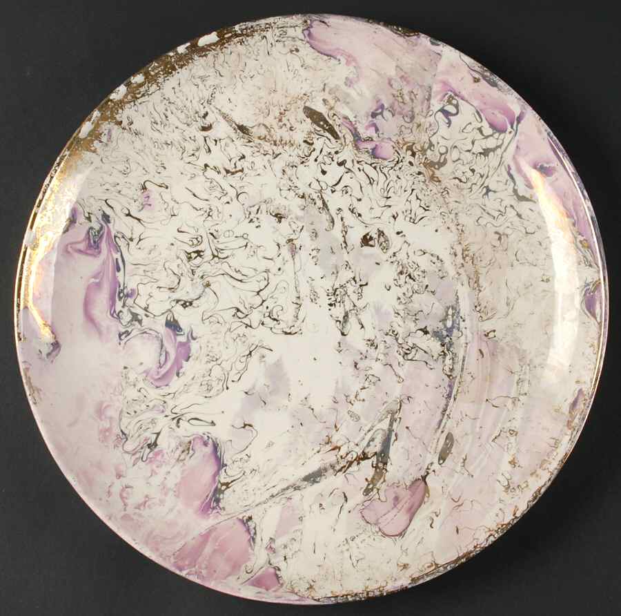 Surf Ballet (Pink & Gold) Large Dinner Plate by Sascha Brastoff-1